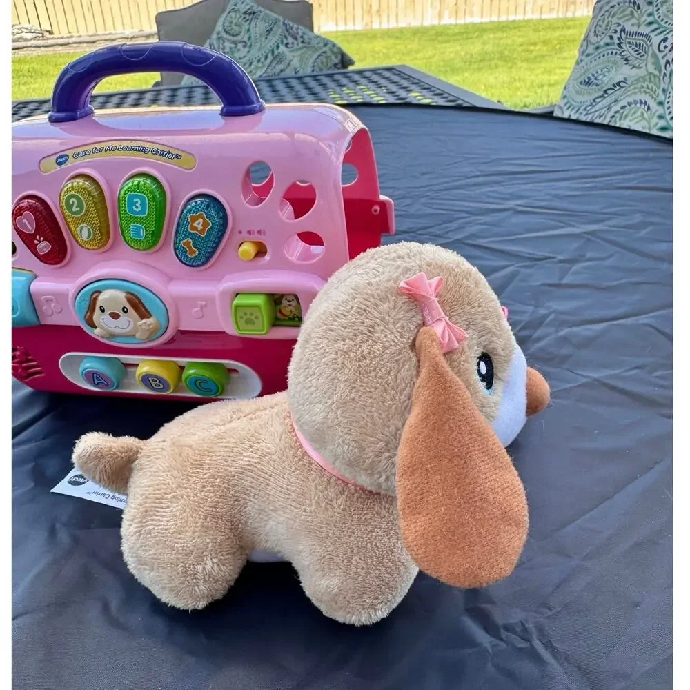 VTech Care for Me Learning Carrier Pink Interactive Pet Carrier Plush Puppy Toy